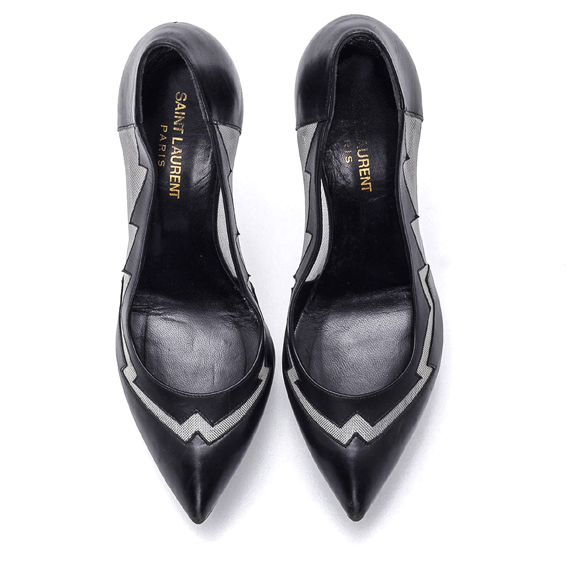 Yves Saint Laurent - Black Leather and Tulle Pumps 